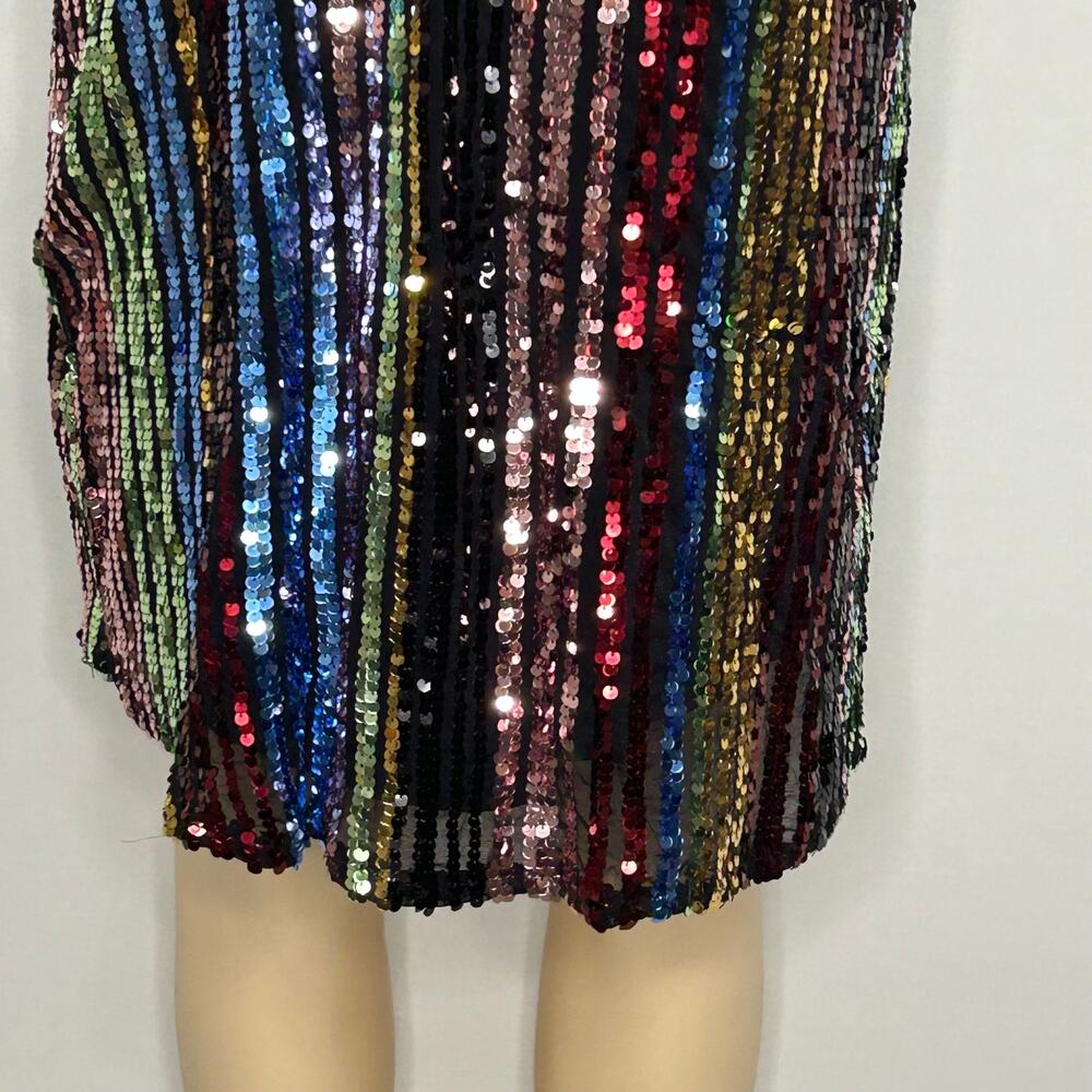 Torrid Size 1 Multicolor Sequin Striped Shift Dress Party Cocktail Sparkle - Picture 3 of 7